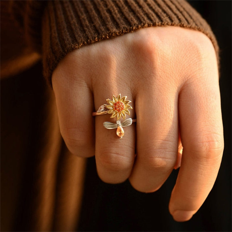 Anooki™ Sonnenblumenring - Lebenslustiger Fidget Ring beruhigt die Nerven